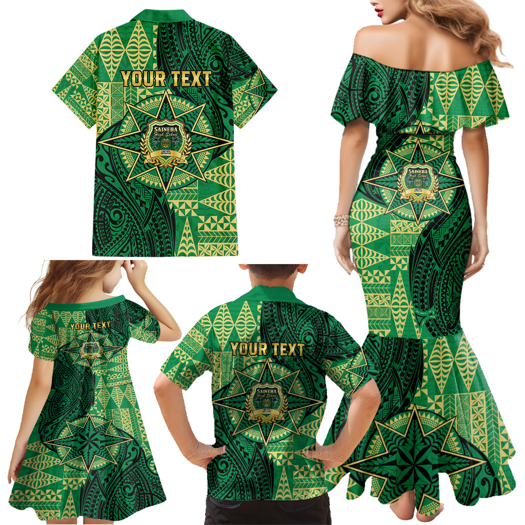Personalised Tonga Saineha High School Family Matching Mermaid Dress and Hawaiian Shirt Since 1978 Special Kupesi Pattern LT9 - Polynesian Pride