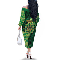 Personalised Tonga Saineha High School Family Matching Off The Shoulder Long Sleeve Dress and Hawaiian Shirt Since 1978 Special Kupesi Pattern LT9 - Polynesian Pride