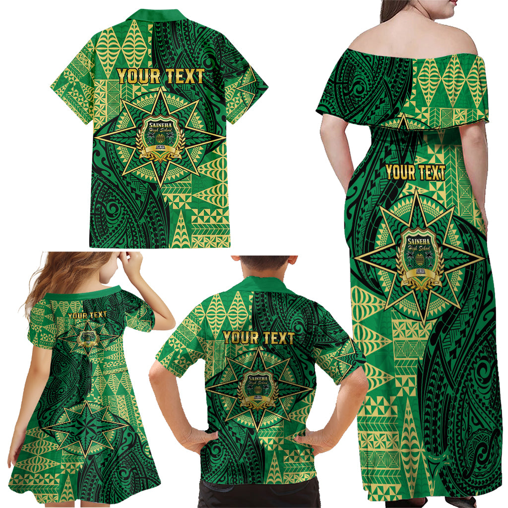 Personalised Tonga Saineha High School Family Matching Off Shoulder Maxi Dress and Hawaiian Shirt Since 1978 Special Kupesi Pattern LT9 - Polynesian Pride