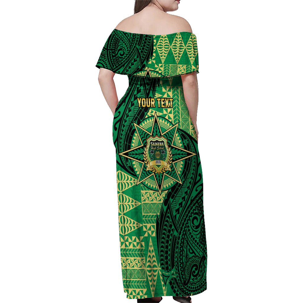 Personalised Tonga Saineha High School Family Matching Off Shoulder Maxi Dress and Hawaiian Shirt Since 1978 Special Kupesi Pattern LT9 - Polynesian Pride