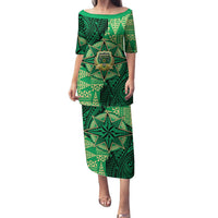 Personalised Tonga Saineha High School Family Matching Puletasi and Hawaiian Shirt Since 1978 Special Kupesi Pattern LT9 Mom's Dress Green - Polynesian Pride