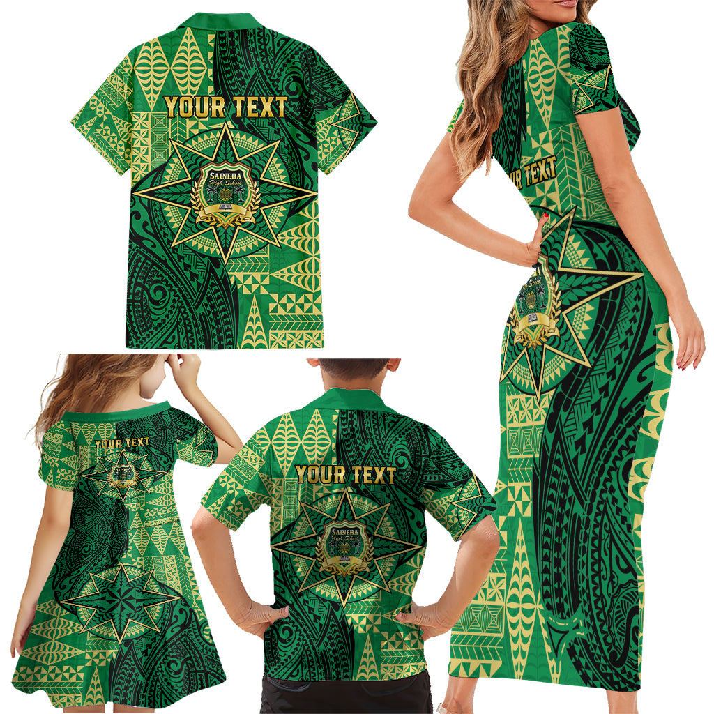 Personalised Tonga Saineha High School Family Matching Short Sleeve Bodycon Dress and Hawaiian Shirt Since 1978 Special Kupesi Pattern LT9 - Polynesian Pride