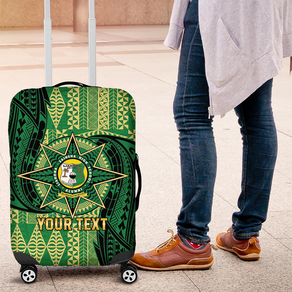 Personalised Tonga Saineha High School Luggage Cover Since 1978 Special Kupesi Pattern LT9 Green - Polynesian Pride