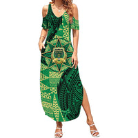 Personalised Tonga Saineha High School Summer Maxi Dress Since 1978 Special Kupesi Pattern LT9 Women Green - Polynesian Pride