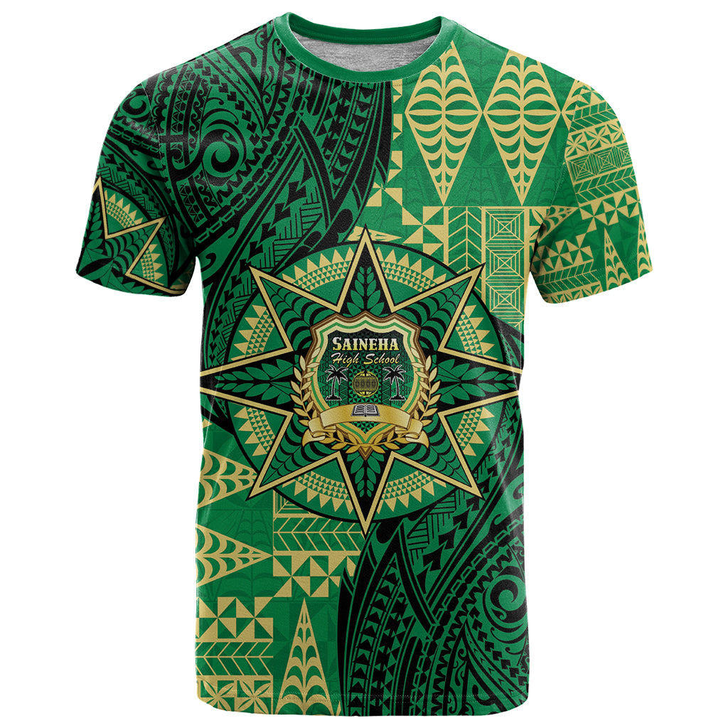 Personalised Tonga Saineha High School T Shirt Since 1978 Special Kupesi Pattern LT9 Green - Polynesian Pride