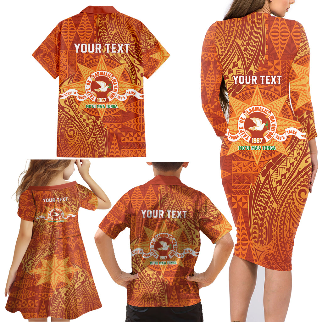 Personalised Tonga Tailulu College Family Matching Long Sleeve Bodycon Dress and Hawaiian Shirt Since 1967 Special Kupesi Pattern Version 1 LT9 - Polynesian Pride