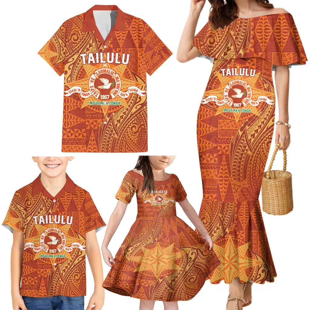 Personalised Tonga Tailulu College Family Matching Mermaid Dress and Hawaiian Shirt Since 1967 Special Kupesi Pattern Version 1 LT9 - Polynesian Pride