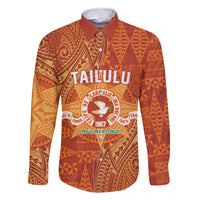 Personalised Tonga Tailulu College Family Matching Mermaid Dress and Hawaiian Shirt Since 1967 Special Kupesi Pattern Version 1 LT9 Dad's Shirt - Long Sleeve Gold - Polynesian Pride