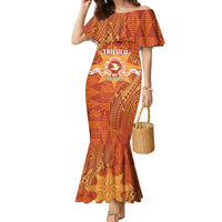 Personalised Tonga Tailulu College Family Matching Mermaid Dress and Hawaiian Shirt Since 1967 Special Kupesi Pattern Version 1 LT9 Mom's Dress Gold - Polynesian Pride