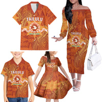 Personalised Tonga Tailulu College Family Matching Off The Shoulder Long Sleeve Dress and Hawaiian Shirt Since 1967 Special Kupesi Pattern Version 1 LT9 - Polynesian Pride