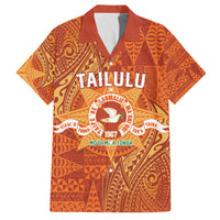 Personalised Tonga Tailulu College Family Matching Off The Shoulder Long Sleeve Dress and Hawaiian Shirt Since 1967 Special Kupesi Pattern Version 1 LT9 Dad's Shirt - Short Sleeve Gold - Polynesian Pride