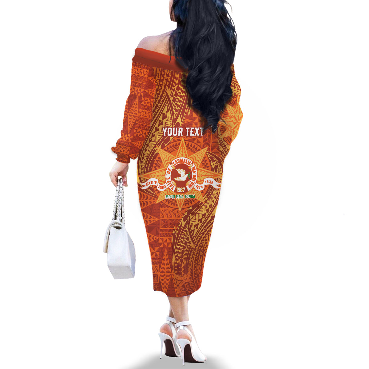 Personalised Tonga Tailulu College Family Matching Off The Shoulder Long Sleeve Dress and Hawaiian Shirt Since 1967 Special Kupesi Pattern Version 1 LT9 - Polynesian Pride