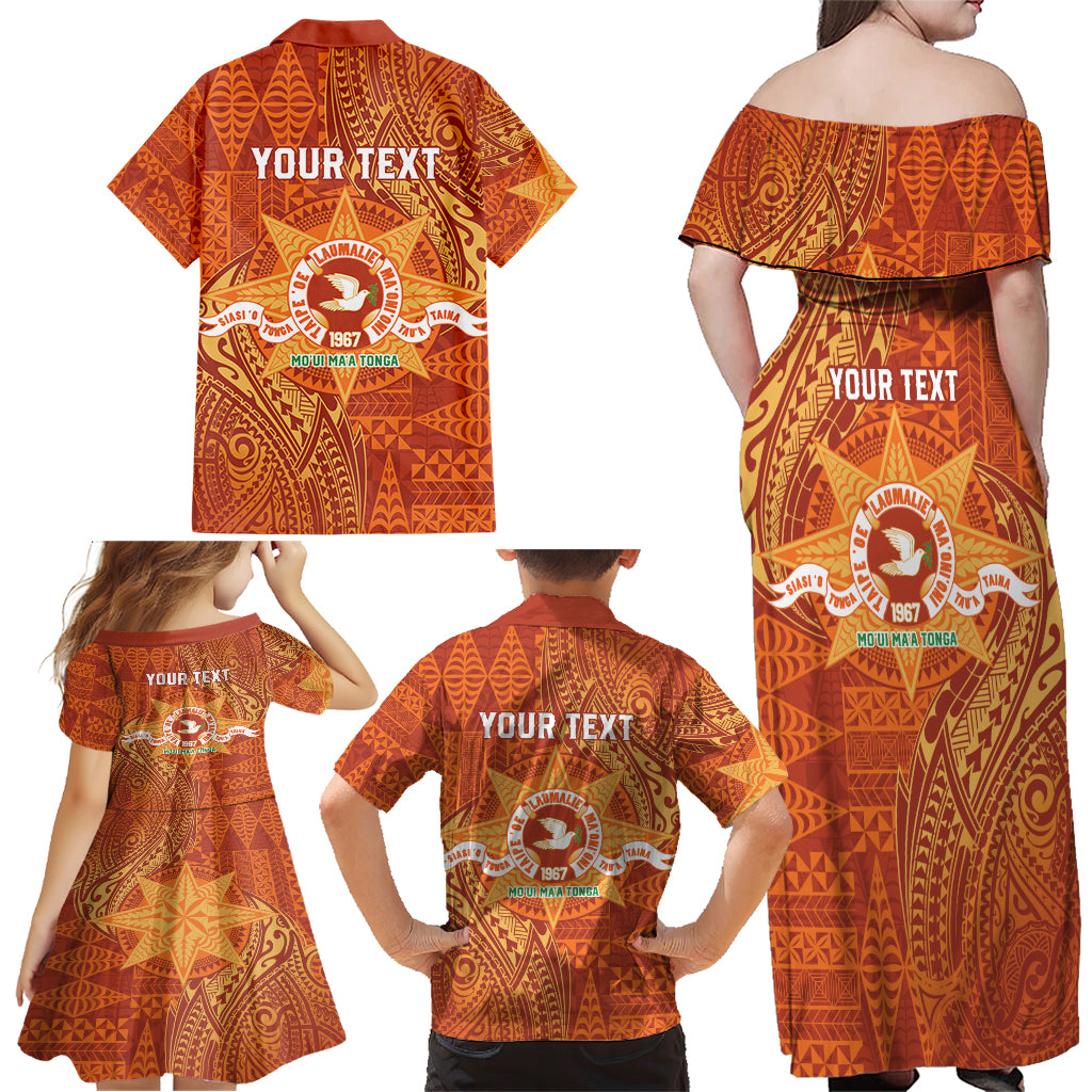 Personalised Tonga Tailulu College Family Matching Off Shoulder Maxi Dress and Hawaiian Shirt Since 1967 Special Kupesi Pattern Version 1 LT9 - Polynesian Pride