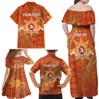Personalised Tonga Tailulu College Family Matching Off Shoulder Maxi Dress and Hawaiian Shirt Since 1967 Special Kupesi Pattern Version 1 LT9 - Polynesian Pride