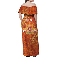 Personalised Tonga Tailulu College Family Matching Off Shoulder Maxi Dress and Hawaiian Shirt Since 1967 Special Kupesi Pattern Version 1 LT9 - Polynesian Pride