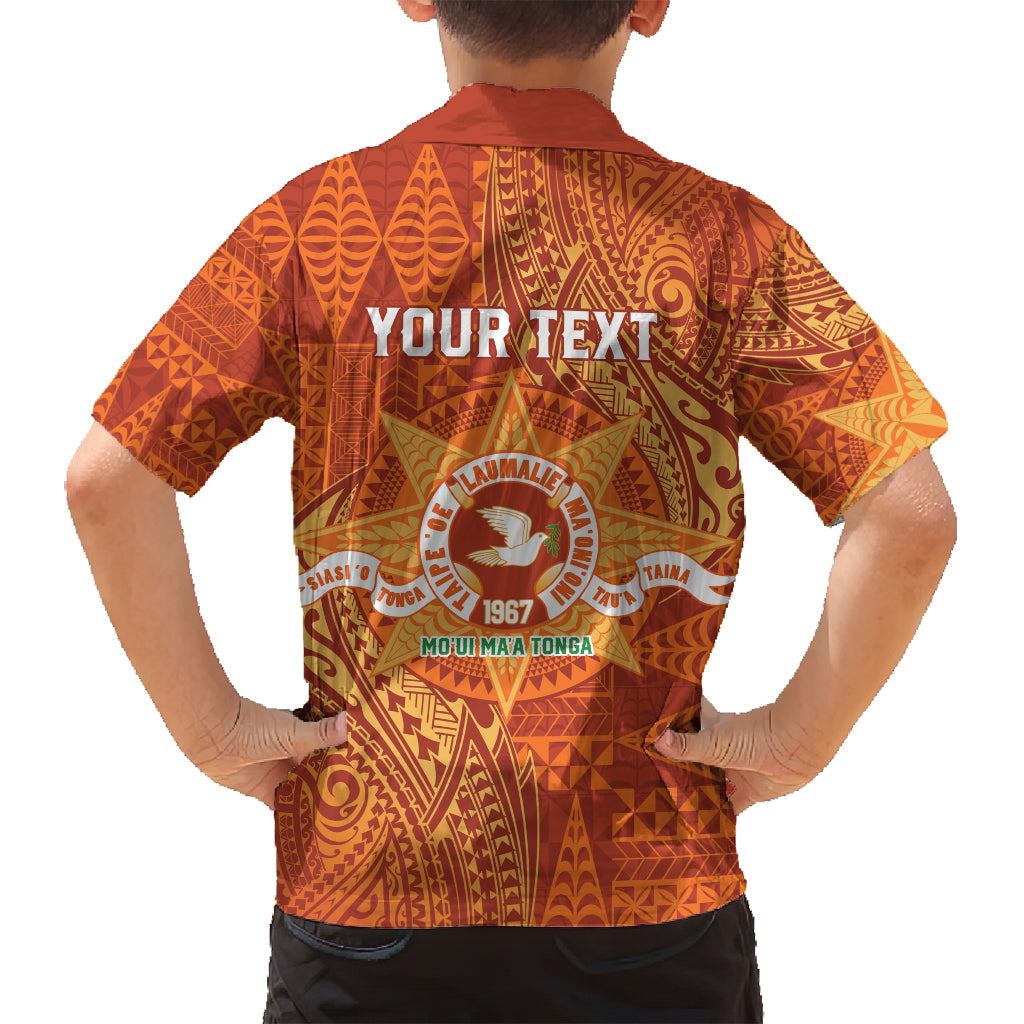 Personalised Tonga Tailulu College Family Matching Off Shoulder Short Dress and Hawaiian Shirt Since 1967 Special Kupesi Pattern Version 1 LT9 - Polynesian Pride