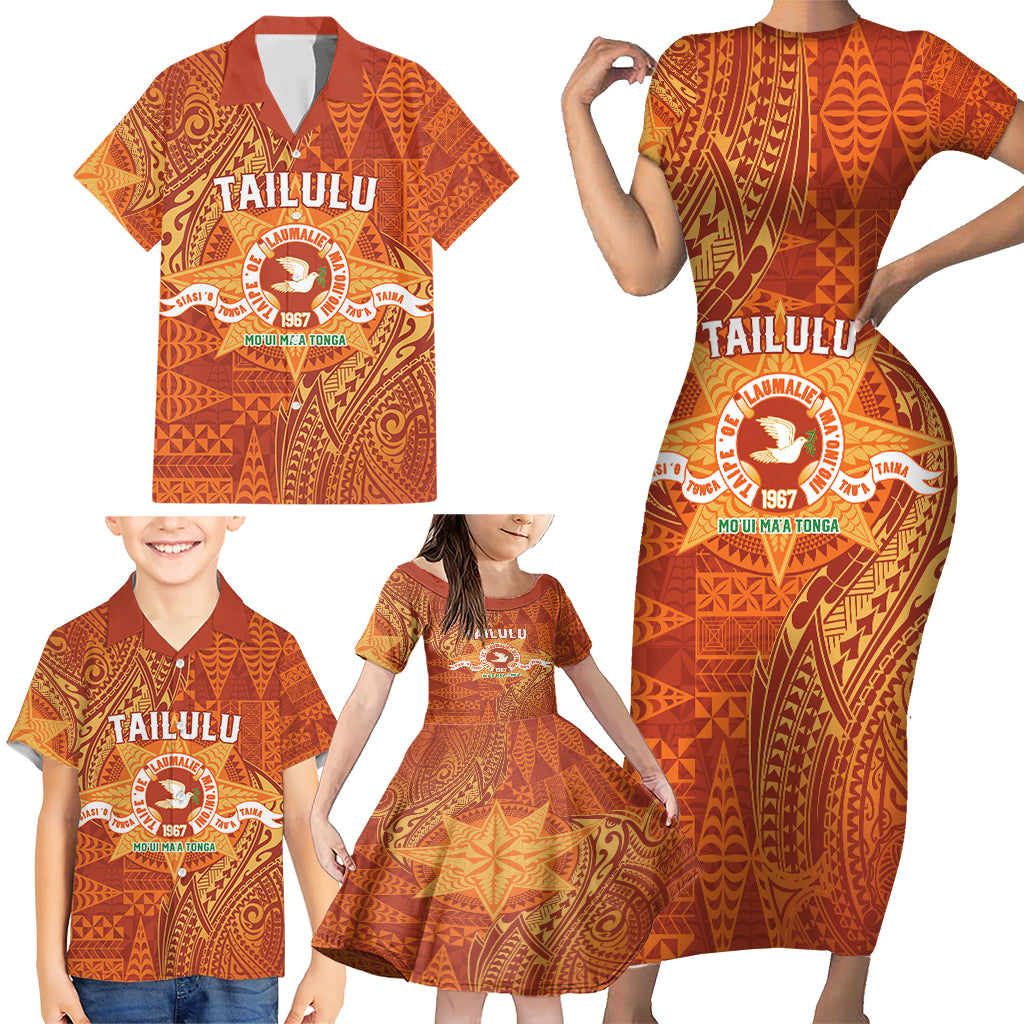 Personalised Tonga Tailulu College Family Matching Short Sleeve Bodycon Dress and Hawaiian Shirt Since 1967 Special Kupesi Pattern Version 1 LT9 - Polynesian Pride