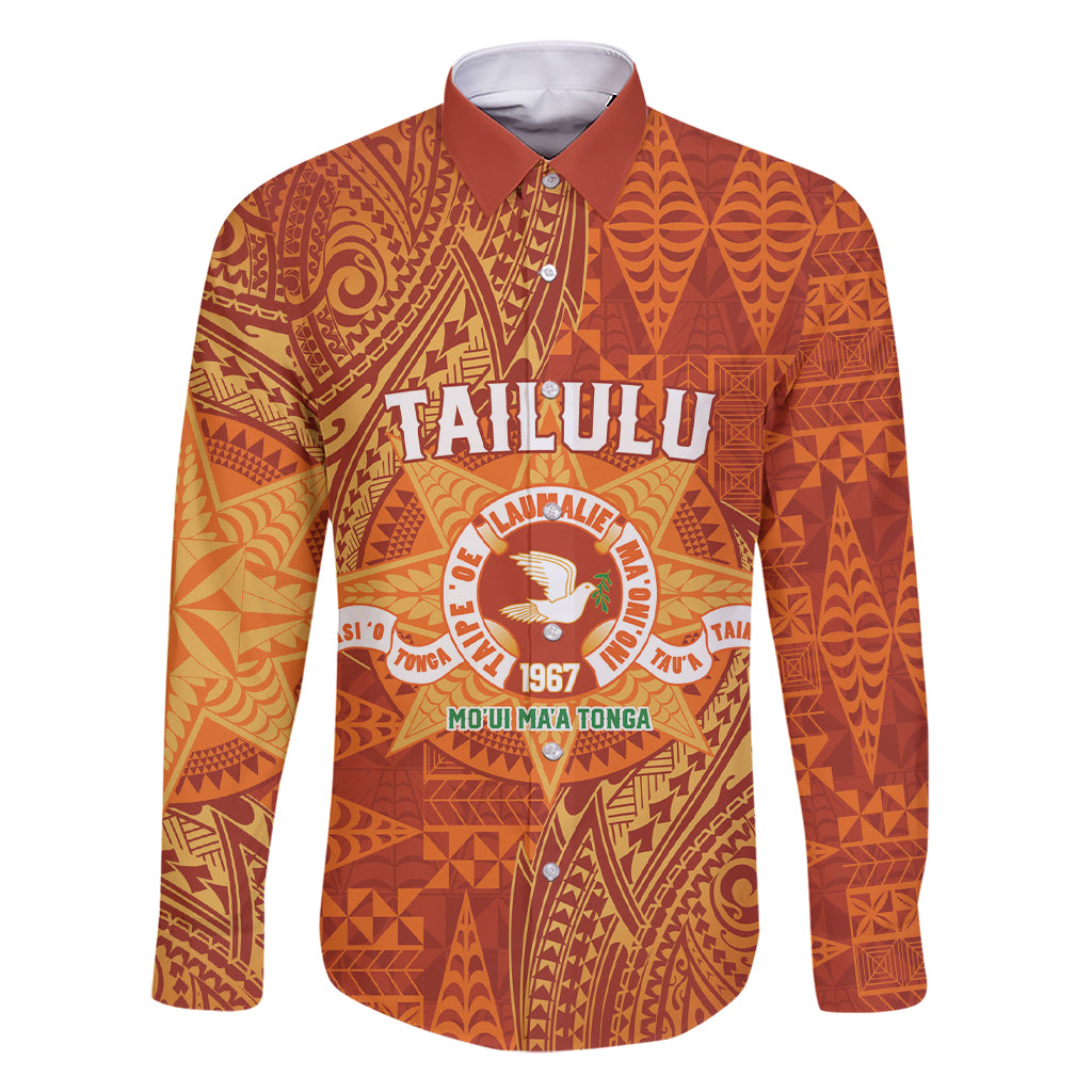 Personalised Tonga Tailulu College Family Matching Short Sleeve Bodycon Dress and Hawaiian Shirt Since 1967 Special Kupesi Pattern Version 1 LT9 Dad's Shirt - Long Sleeve Gold - Polynesian Pride
