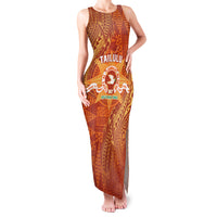 Personalised Tonga Tailulu College Family Matching Tank Maxi Dress and Hawaiian Shirt Since 1967 Special Kupesi Pattern Version 1 LT9 Mom's Dress Gold - Polynesian Pride