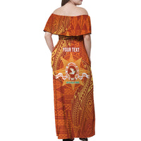 Personalised Tonga Tailulu College Off Shoulder Maxi Dress Since 1967 Special Kupesi Pattern Version 1 LT9 - Polynesian Pride