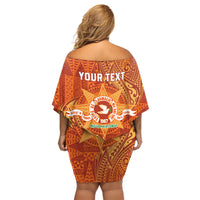 Personalised Tonga Tailulu College Off Shoulder Short Dress Since 1967 Special Kupesi Pattern Version 1 LT9 - Polynesian Pride