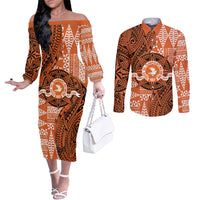 Personalised Tonga Tailulu College Couples Matching Off The Shoulder Long Sleeve Dress and Long Sleeve Button Shirt Since 1967 Special Kupesi Pattern Version 2 LT9 Black - Polynesian Pride