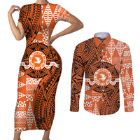 Personalised Tonga Tailulu College Couples Matching Short Sleeve Bodycon Dress and Long Sleeve Button Shirt Since 1967 Special Kupesi Pattern Version 2 LT9 Black - Polynesian Pride