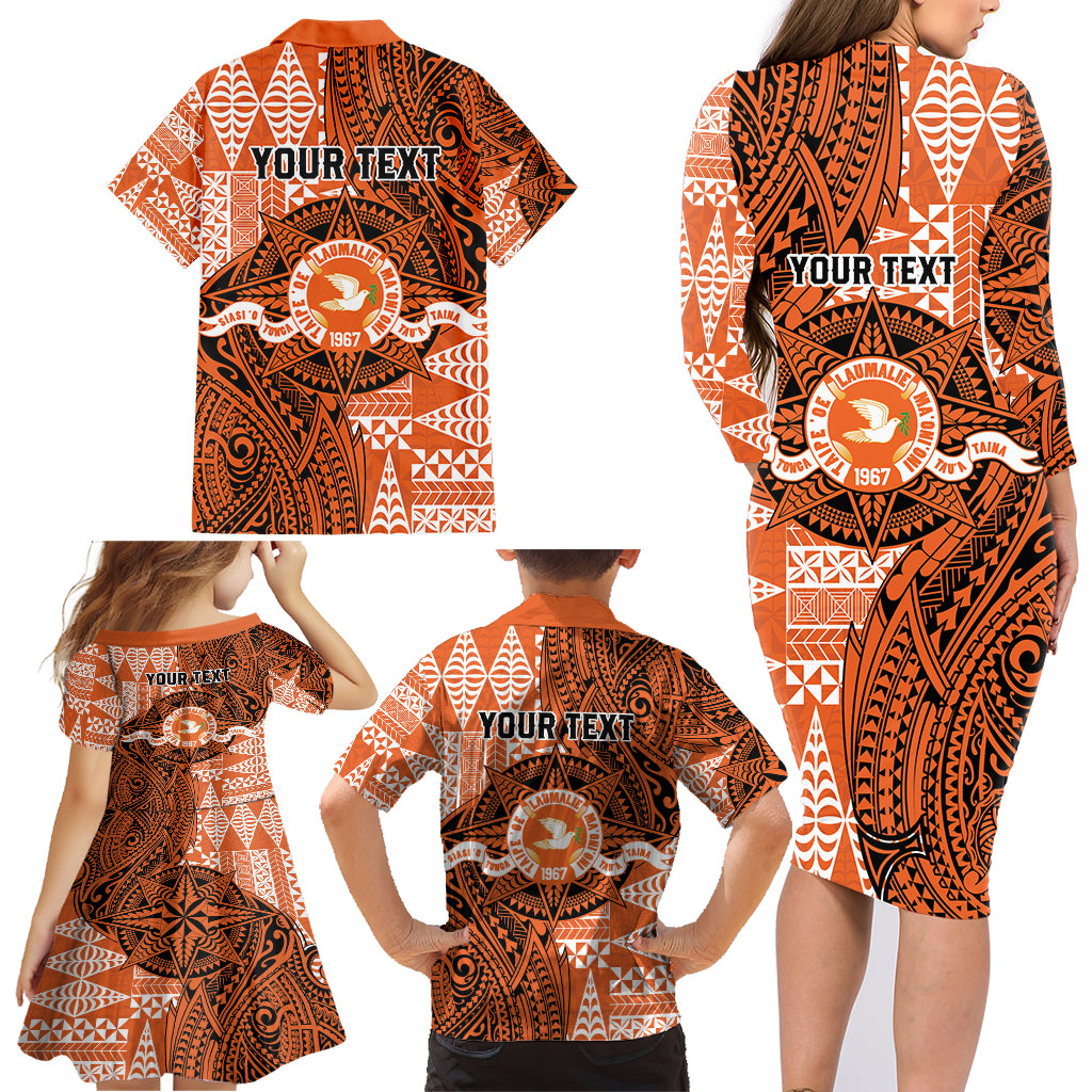 Personalised Tonga Tailulu College Family Matching Long Sleeve Bodycon Dress and Hawaiian Shirt Since 1967 Special Kupesi Pattern Version 2 LT9 - Polynesian Pride