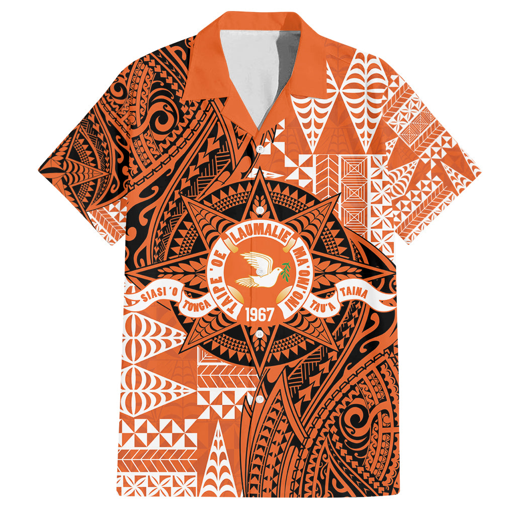 Personalised Tonga Tailulu College Family Matching Long Sleeve Bodycon Dress and Hawaiian Shirt Since 1967 Special Kupesi Pattern Version 2 LT9 Dad's Shirt - Short Sleeve Black - Polynesian Pride