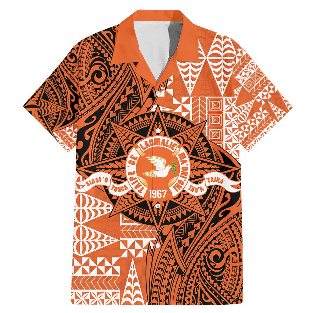 Personalised Tonga Tailulu College Family Matching Mermaid Dress and Hawaiian Shirt Since 1967 Special Kupesi Pattern Version 2 LT9 Dad's Shirt - Short Sleeve Black - Polynesian Pride