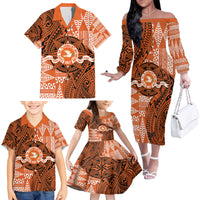 Personalised Tonga Tailulu College Family Matching Off The Shoulder Long Sleeve Dress and Hawaiian Shirt Since 1967 Special Kupesi Pattern Version 2 LT9 - Polynesian Pride