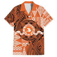 Personalised Tonga Tailulu College Family Matching Off The Shoulder Long Sleeve Dress and Hawaiian Shirt Since 1967 Special Kupesi Pattern Version 2 LT9 Dad's Shirt - Short Sleeve Black - Polynesian Pride