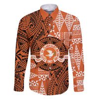 Personalised Tonga Tailulu College Family Matching Off The Shoulder Long Sleeve Dress and Hawaiian Shirt Since 1967 Special Kupesi Pattern Version 2 LT9 Dad's Shirt - Long Sleeve Black - Polynesian Pride