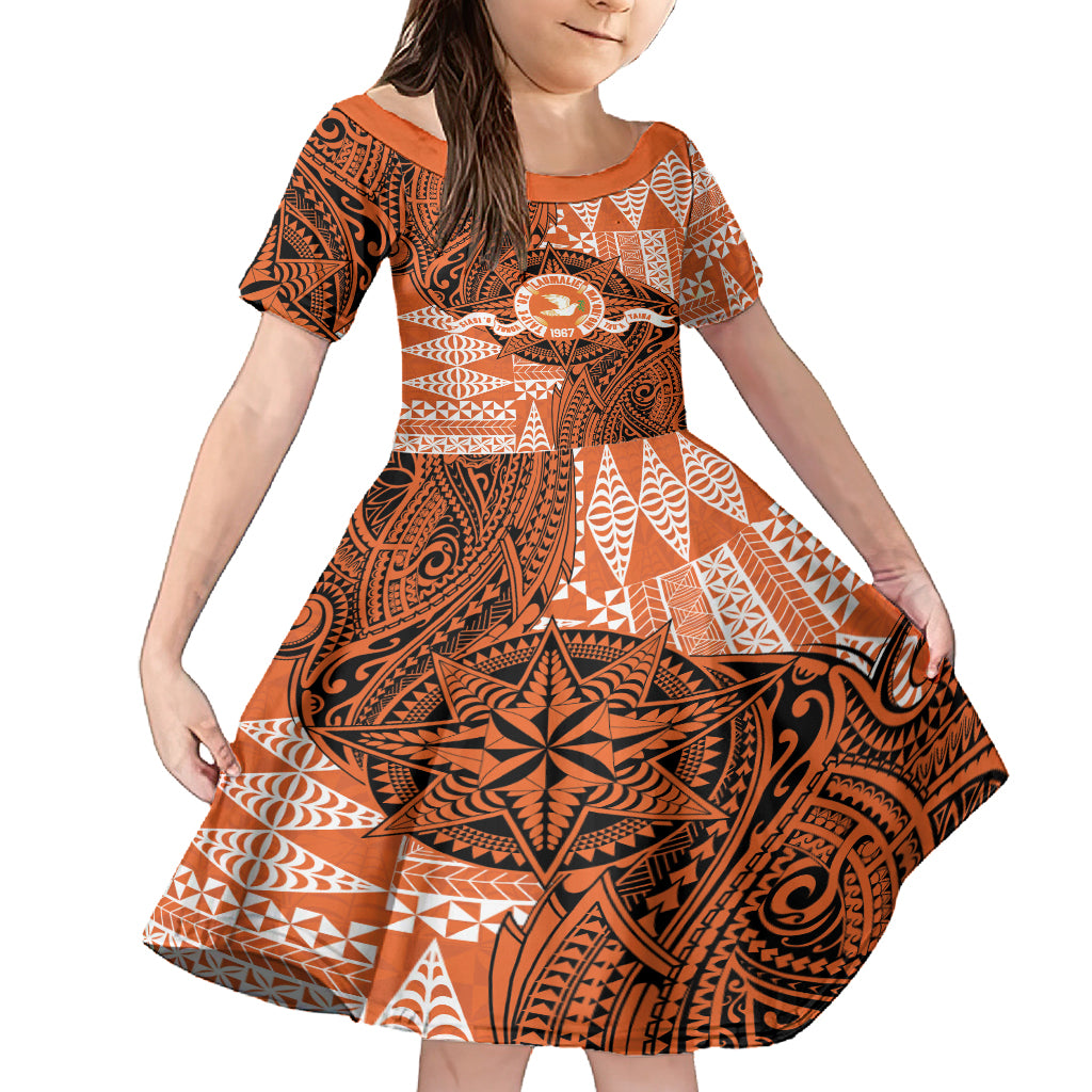 Personalised Tonga Tailulu College Family Matching Off Shoulder Maxi Dress and Hawaiian Shirt Since 1967 Special Kupesi Pattern Version 2 LT9 Daughter's Dress Black - Polynesian Pride