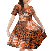 Personalised Tonga Tailulu College Family Matching Off Shoulder Maxi Dress and Hawaiian Shirt Since 1967 Special Kupesi Pattern Version 2 LT9 Daughter's Dress Black - Polynesian Pride