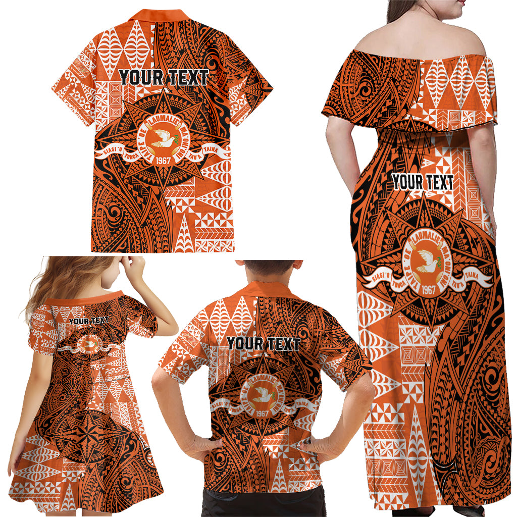 Personalised Tonga Tailulu College Family Matching Off Shoulder Maxi Dress and Hawaiian Shirt Since 1967 Special Kupesi Pattern Version 2 LT9 - Polynesian Pride