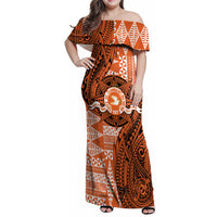 Personalised Tonga Tailulu College Family Matching Off Shoulder Maxi Dress and Hawaiian Shirt Since 1967 Special Kupesi Pattern Version 2 LT9 Mom's Dress Black - Polynesian Pride