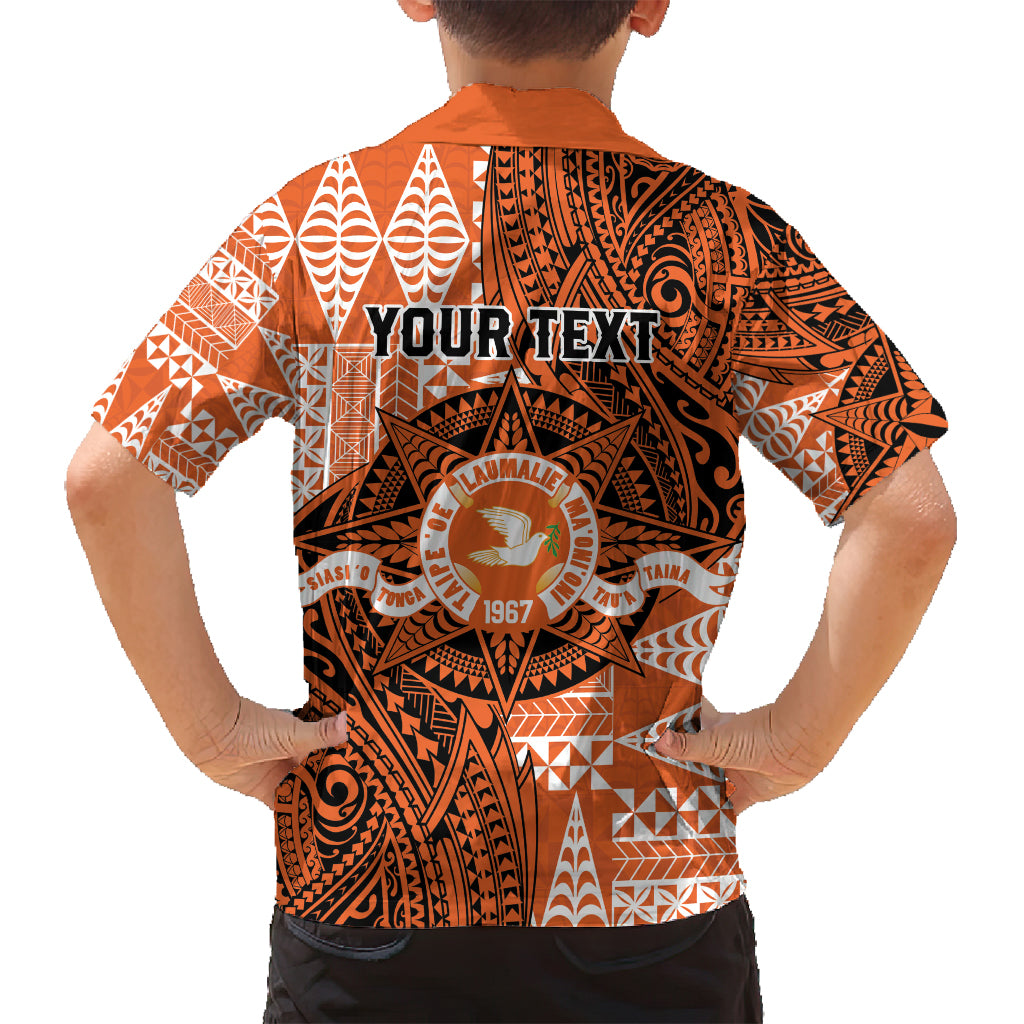 Personalised Tonga Tailulu College Family Matching Off Shoulder Short Dress and Hawaiian Shirt Since 1967 Special Kupesi Pattern Version 2 LT9 - Polynesian Pride