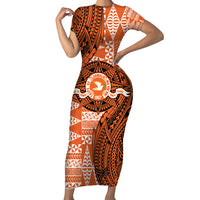 Personalised Tonga Tailulu College Family Matching Short Sleeve Bodycon Dress and Hawaiian Shirt Since 1967 Special Kupesi Pattern Version 2 LT9 Mom's Dress Black - Polynesian Pride