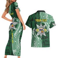 Personalised Tonga Takuilau College Couples Matching Short Sleeve Bodycon Dress and Hawaiian Shirt Since 1975 Special Kupesi Pattern LT9 - Polynesian Pride