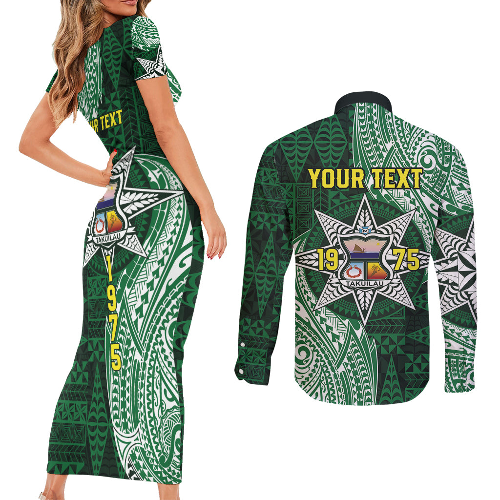 Personalised Tonga Takuilau College Couples Matching Short Sleeve Bodycon Dress and Long Sleeve Button Shirt Since 1975 Special Kupesi Pattern LT9 - Polynesian Pride