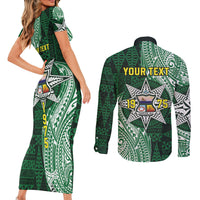 Personalised Tonga Takuilau College Couples Matching Short Sleeve Bodycon Dress and Long Sleeve Button Shirt Since 1975 Special Kupesi Pattern LT9 - Polynesian Pride