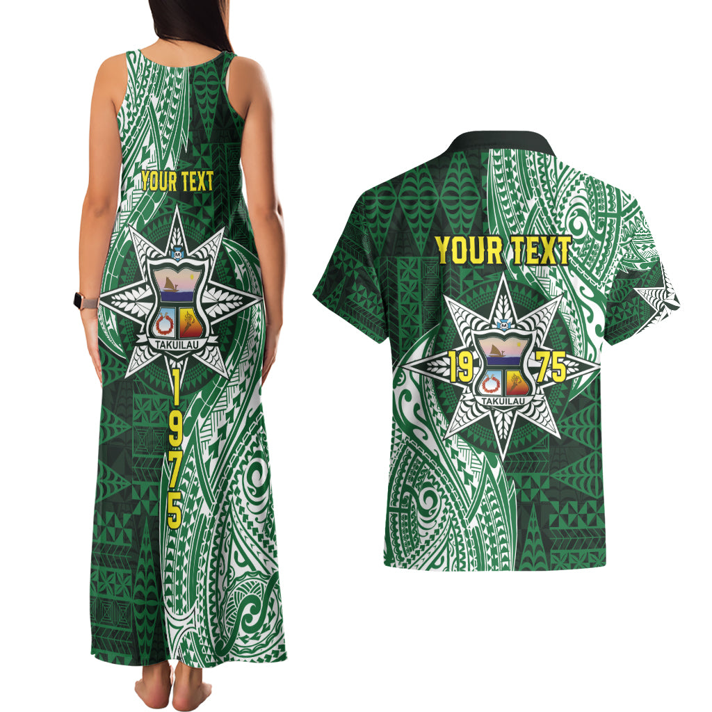 Personalised Tonga Takuilau College Couples Matching Tank Maxi Dress and Hawaiian Shirt Since 1975 Special Kupesi Pattern LT9 - Polynesian Pride