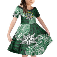 Personalised Tonga Takuilau College Family Matching Mermaid Dress and Hawaiian Shirt Since 1975 Special Kupesi Pattern LT9 Daughter's Dress Green - Polynesian Pride