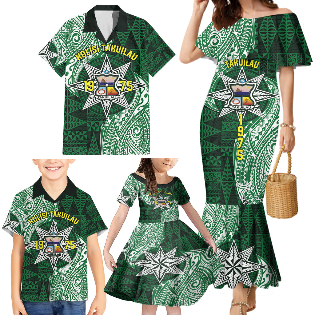 Personalised Tonga Takuilau College Family Matching Mermaid Dress and Hawaiian Shirt Since 1975 Special Kupesi Pattern LT9 - Polynesian Pride