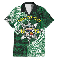 Personalised Tonga Takuilau College Family Matching Mermaid Dress and Hawaiian Shirt Since 1975 Special Kupesi Pattern LT9 Dad's Shirt - Short Sleeve Green - Polynesian Pride