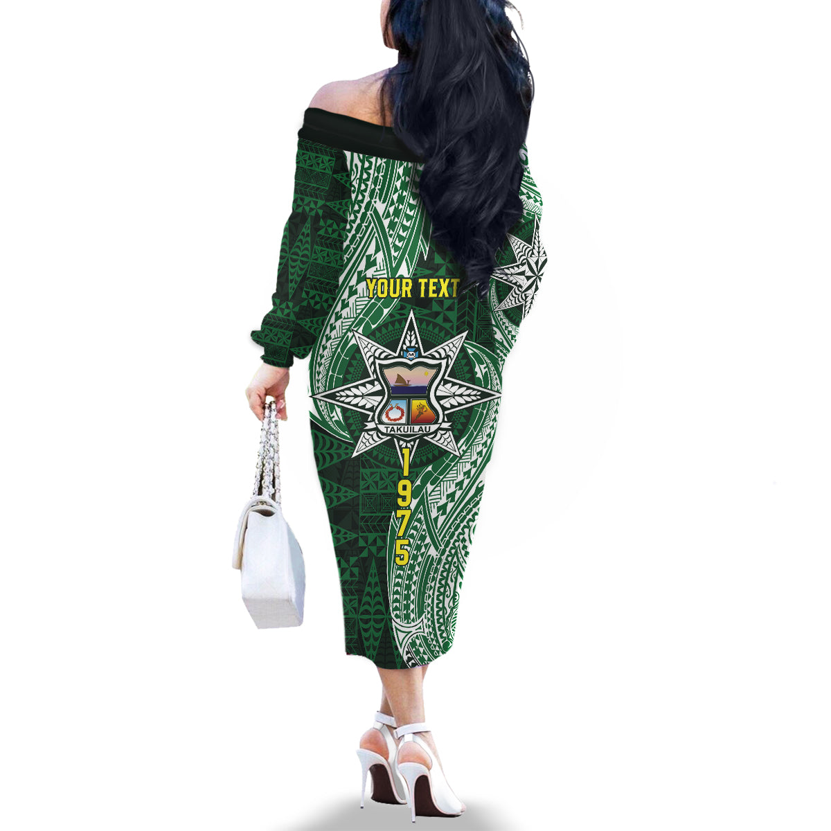 Personalised Tonga Takuilau College Family Matching Off The Shoulder Long Sleeve Dress and Hawaiian Shirt Since 1975 Special Kupesi Pattern LT9 - Polynesian Pride