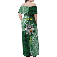 Personalised Tonga Takuilau College Family Matching Off Shoulder Maxi Dress and Hawaiian Shirt Since 1975 Special Kupesi Pattern LT9 - Polynesian Pride