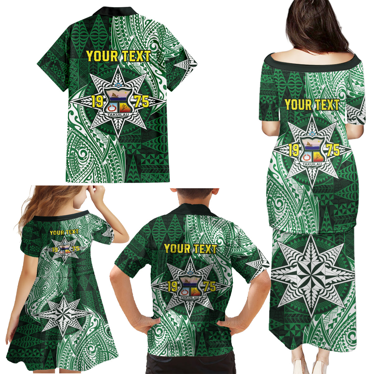 Personalised Tonga Takuilau College Family Matching Puletasi and Hawaiian Shirt Since 1975 Special Kupesi Pattern LT9 - Polynesian Pride