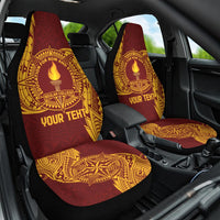 Personalised Tonga Beulah College Car Seat Cover Since 1938 Special Kupesi Pattern LT9 One Size Gold - Polynesian Pride